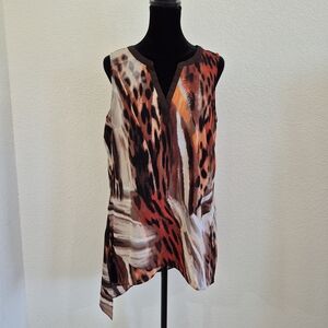 Zac & Rachel Multicolor Animal-Print Sleeveless V-Neck Blouse